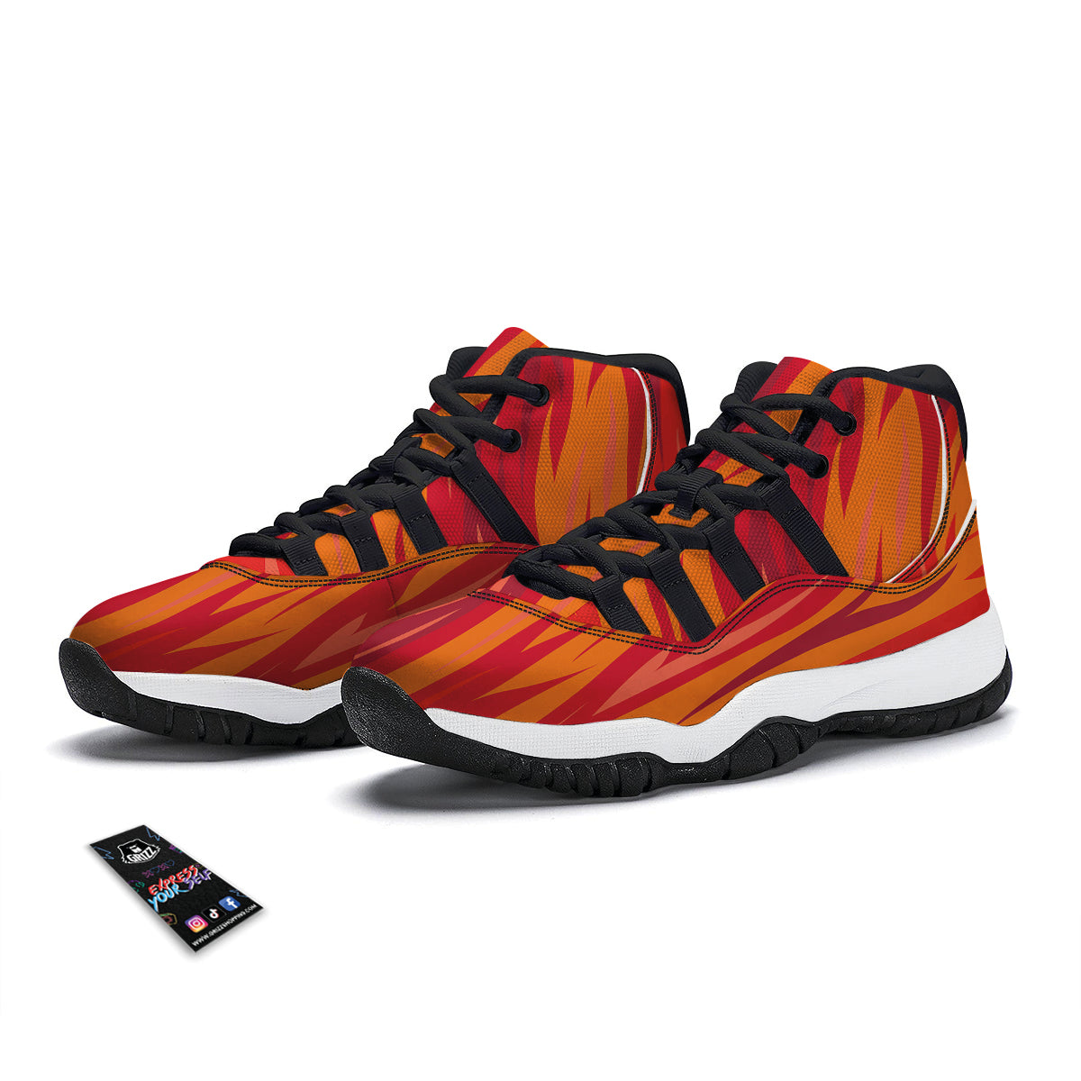 Fire In Hell Print Pattern Black Bball Shoes-grizzshop