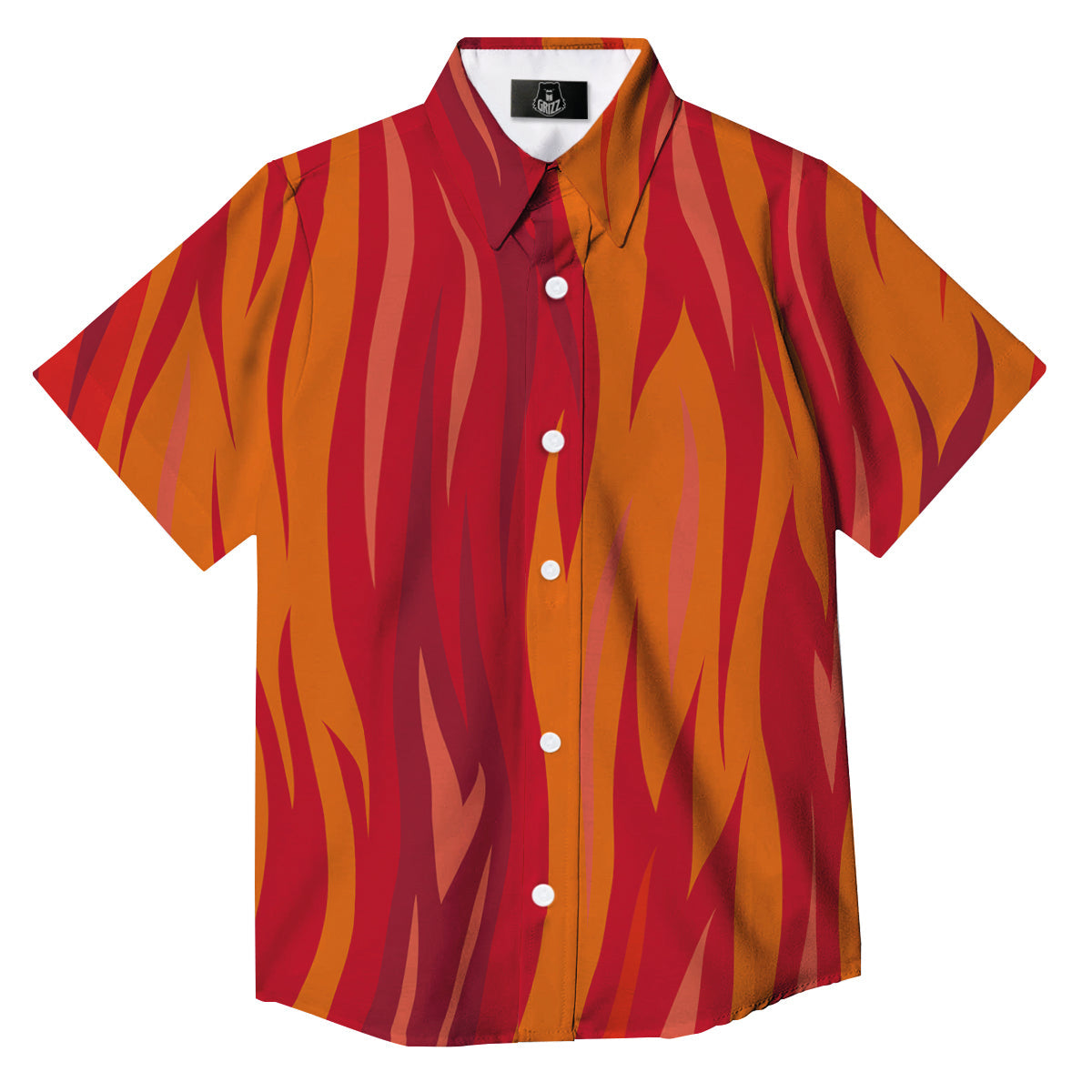 Fire In Hell Print Pattern Button Up Shirt-grizzshop