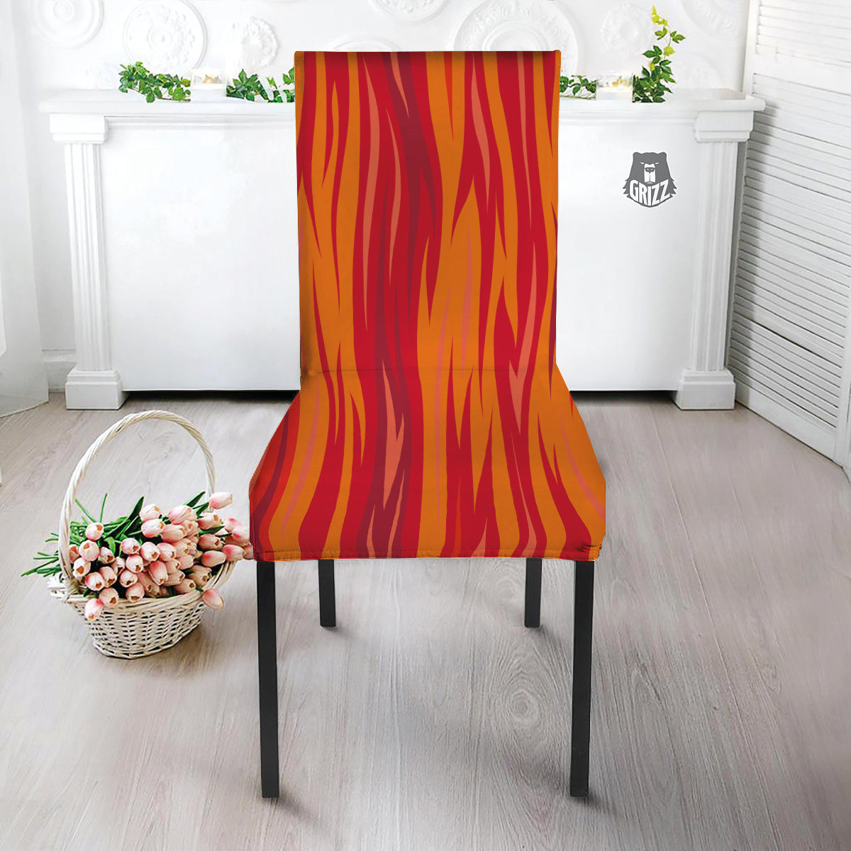 Fire In Hell Print Pattern Dining Chair Slipcover-grizzshop