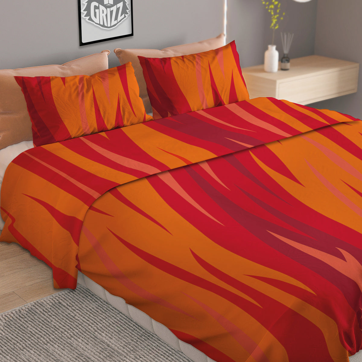 Fire In Hell Print Pattern Duvet Cover Bedding Set-grizzshop
