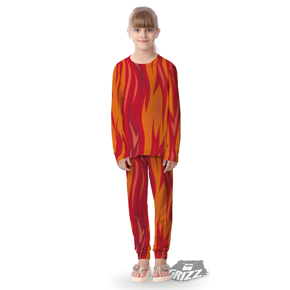 Fire In Hell Print Pattern Kid's Pajamas-grizzshop