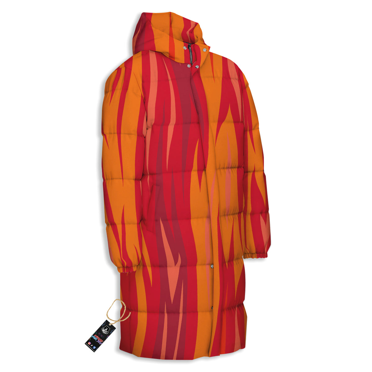 Fire In Hell Print Pattern Long Down Jacket-grizzshop