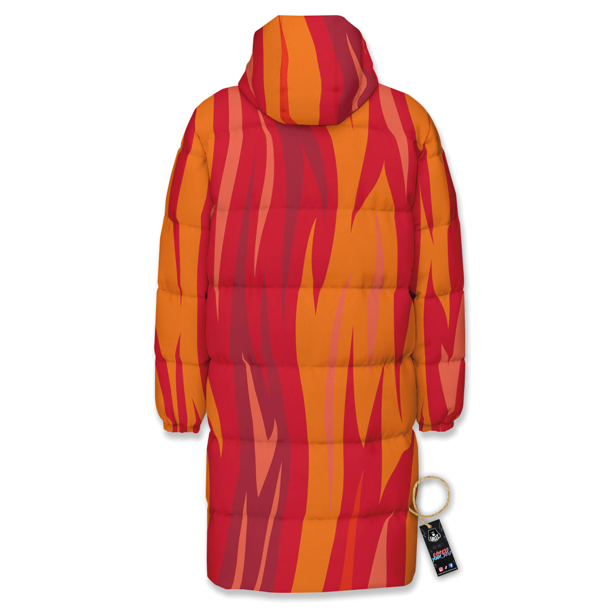 Fire In Hell Print Pattern Long Down Jacket-grizzshop