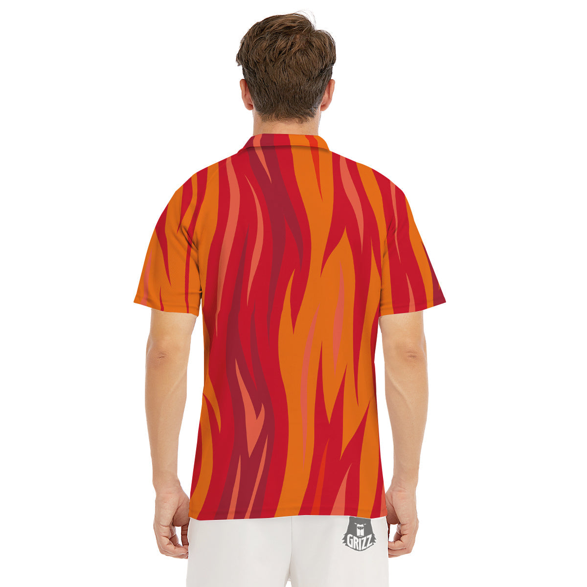 Fire In Hell Print Pattern Men's Golf Shirts-grizzshop