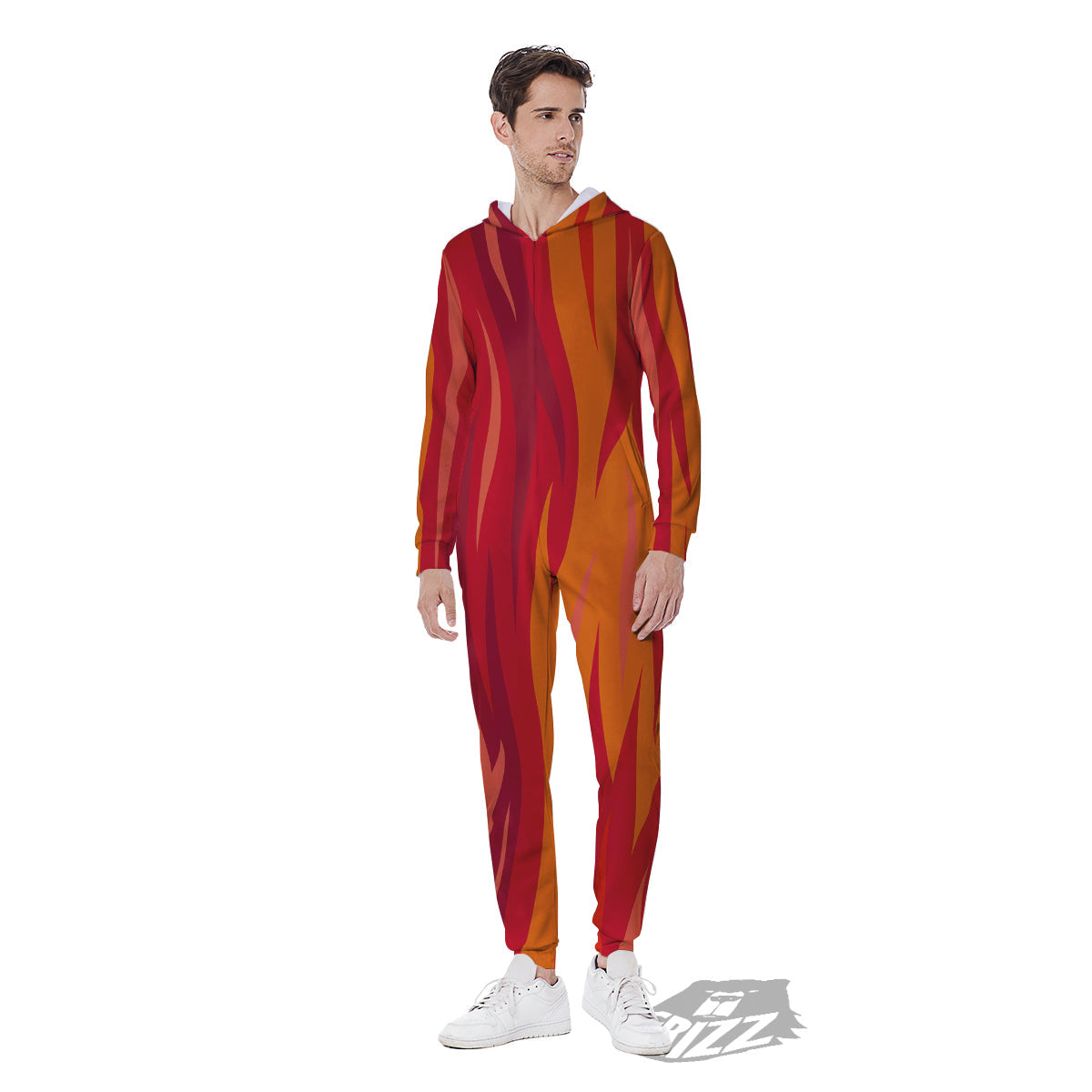 Fire In Hell Print Pattern Men's Jumpsuit-grizzshop