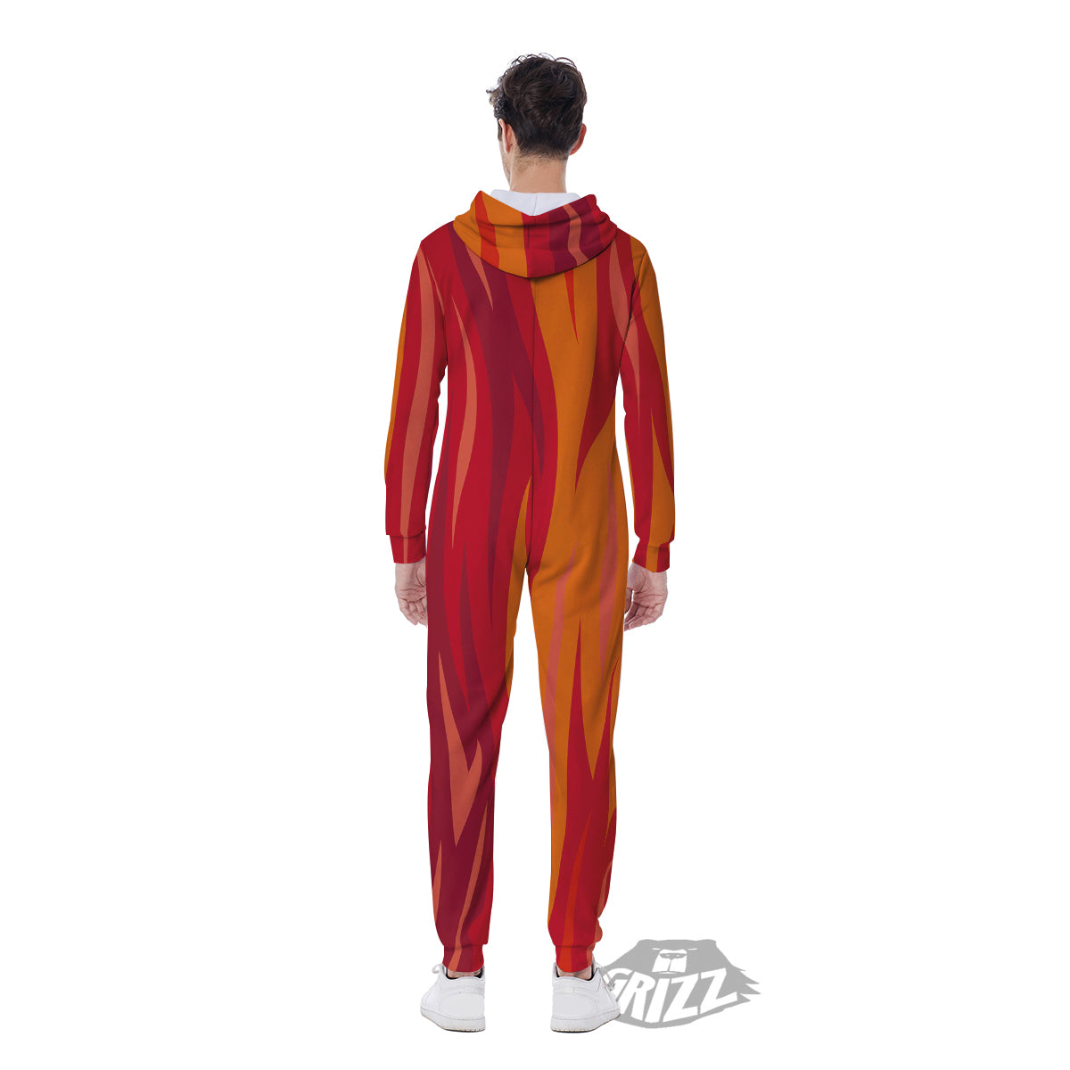 Fire In Hell Print Pattern Men's Jumpsuit-grizzshop