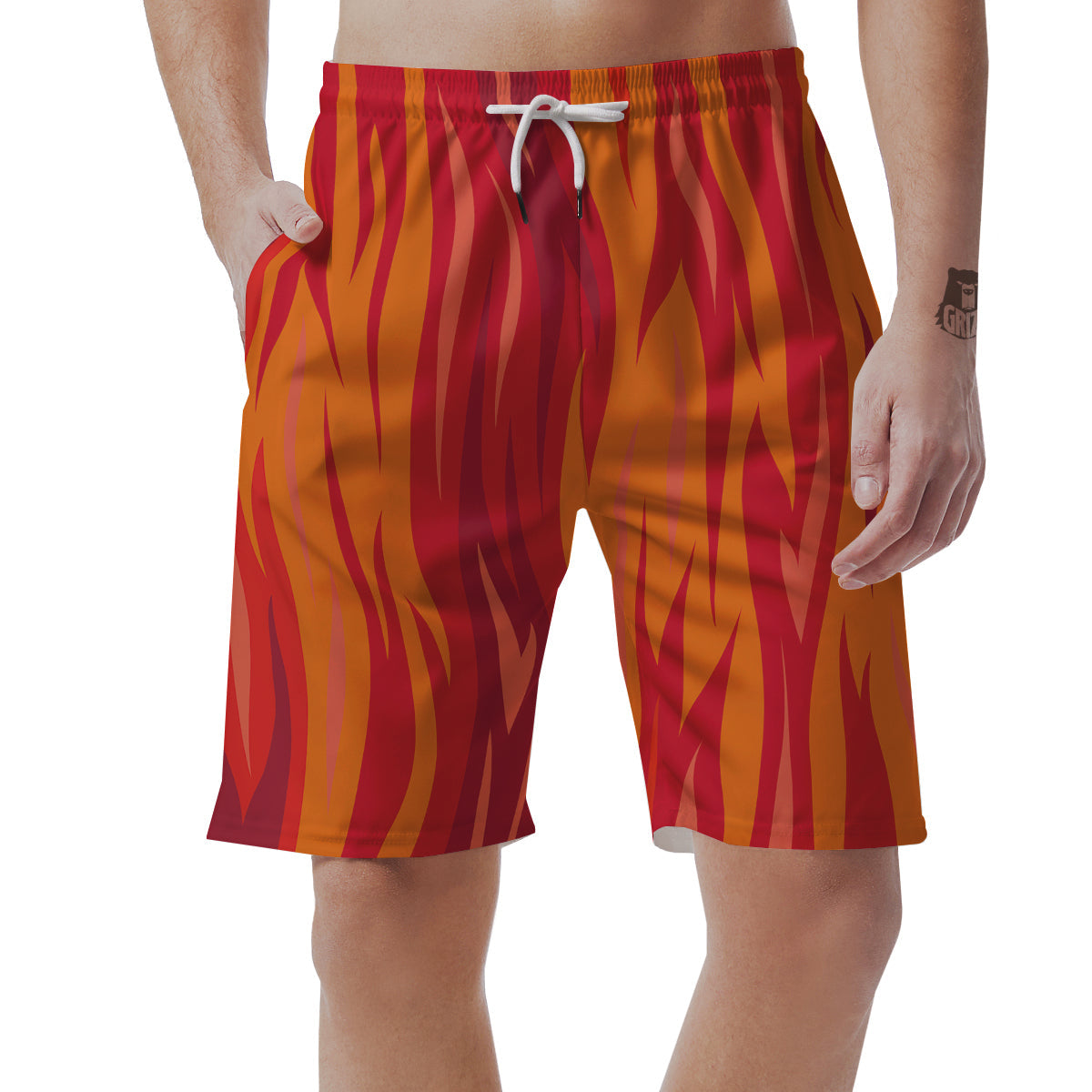 Fire In Hell Print Pattern Men's Shorts-grizzshop
