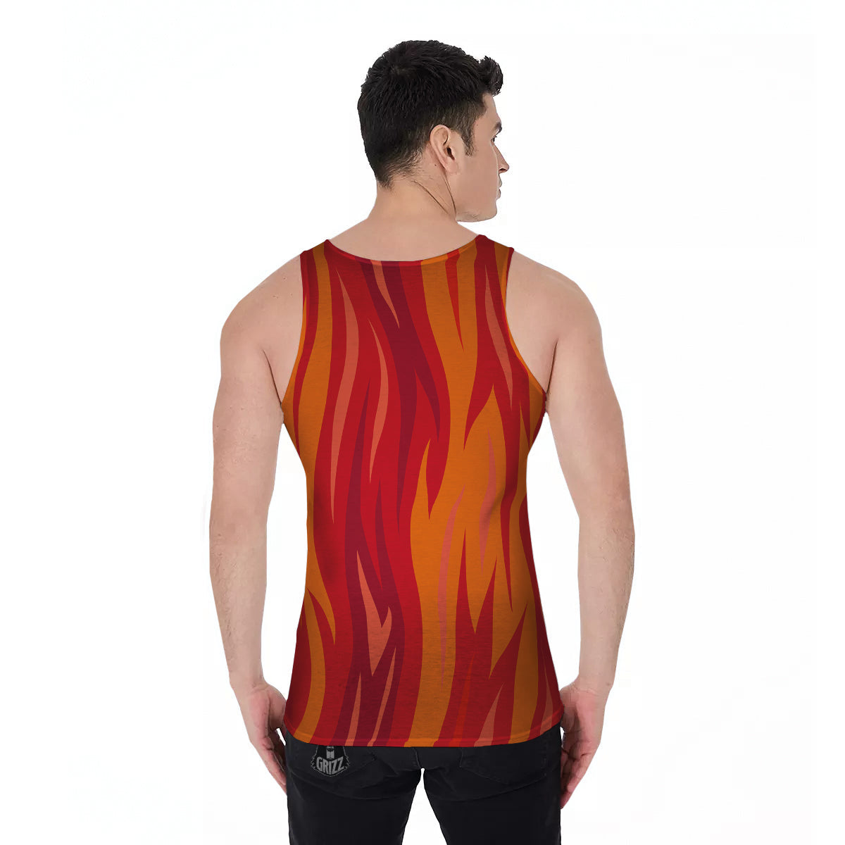 Fire In Hell Print Pattern Men's Tank Top-grizzshop