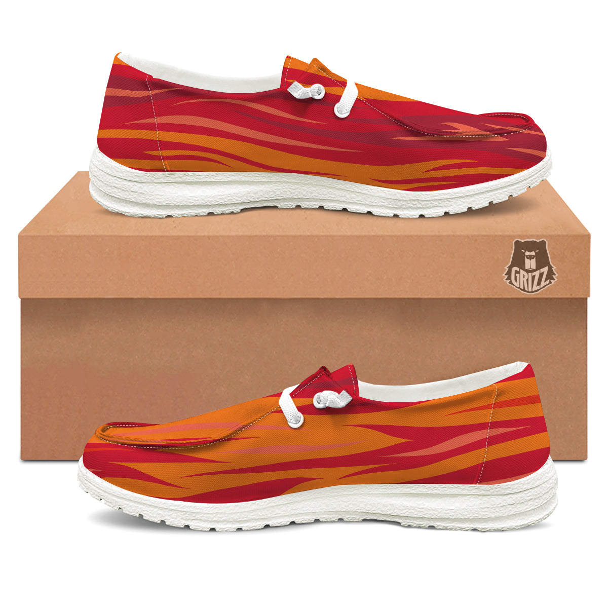 Fire In Hell Print Pattern White Loafers-grizzshop