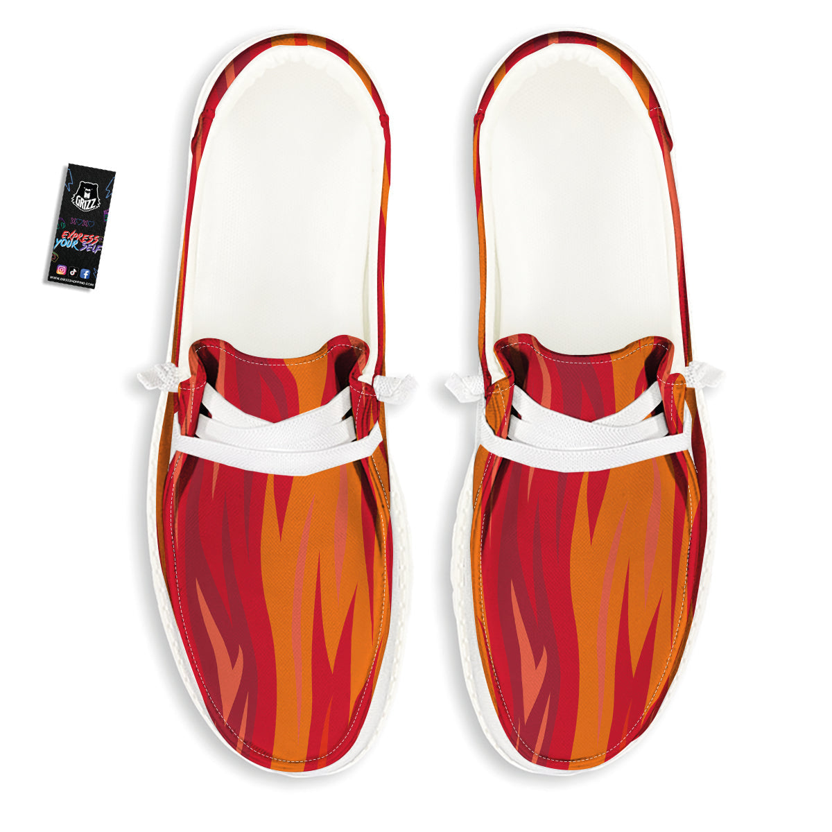 Fire In Hell Print Pattern White Loafers-grizzshop