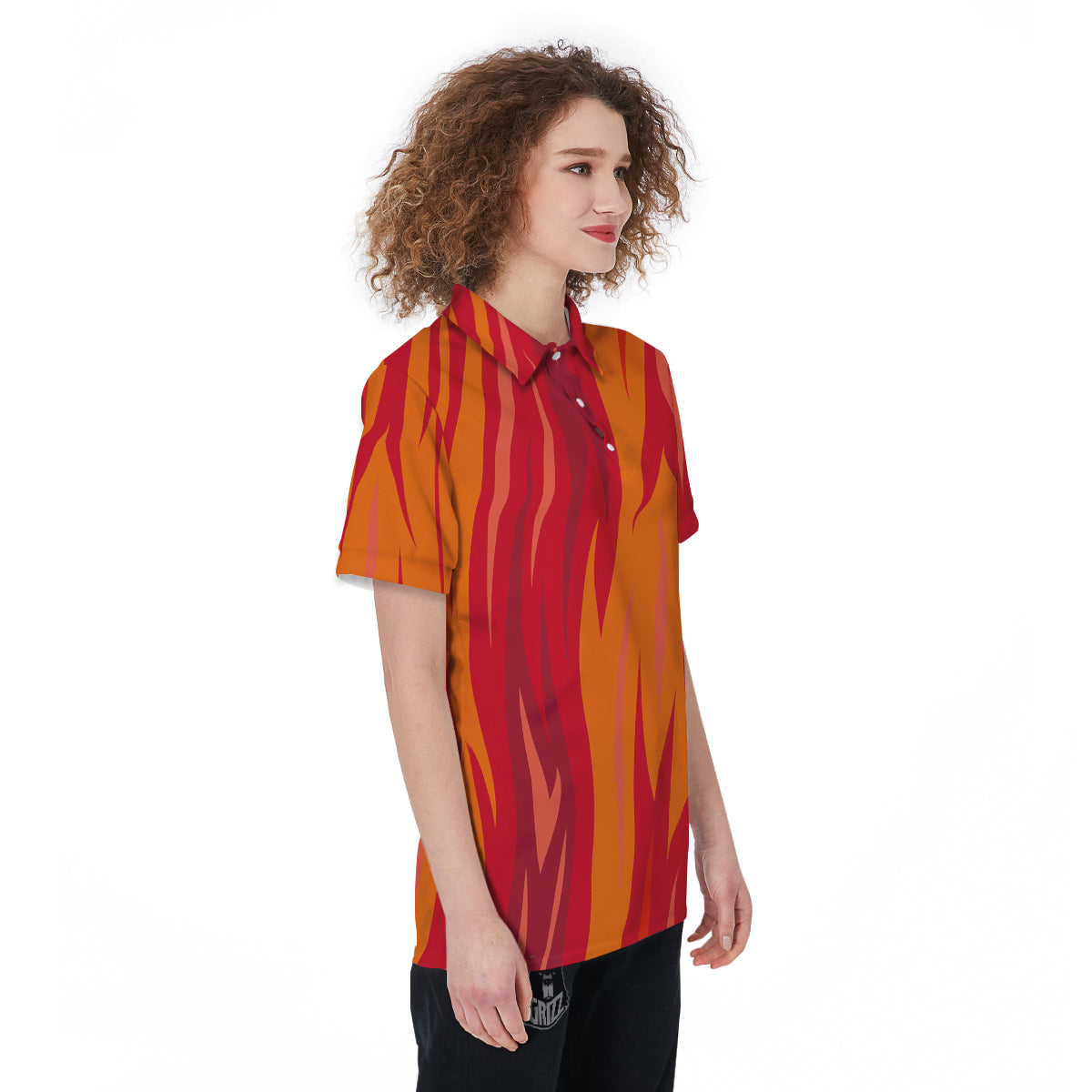 Fire In Hell Print Pattern Women's Golf Shirts-grizzshop