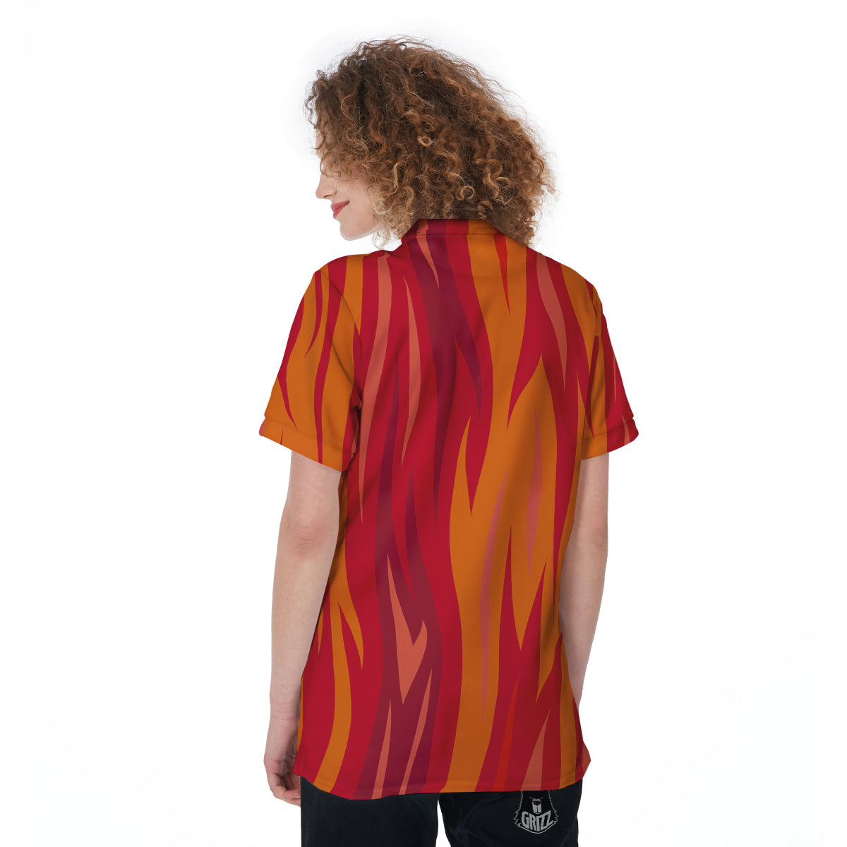 Fire In Hell Print Pattern Women's Golf Shirts-grizzshop