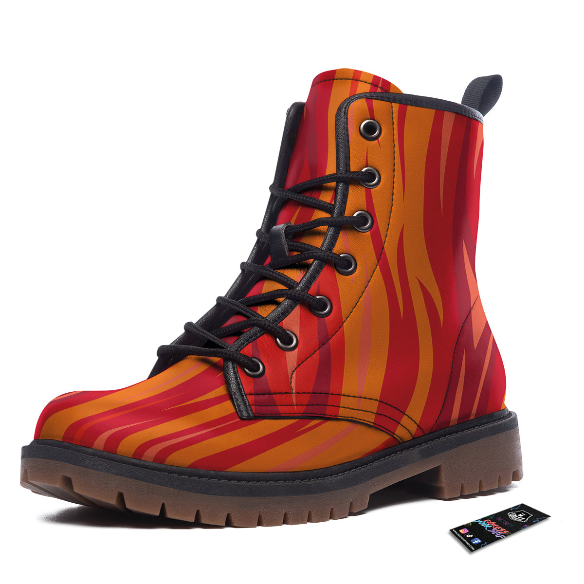 Fire In Hell Print Pattern Work Boots-grizzshop