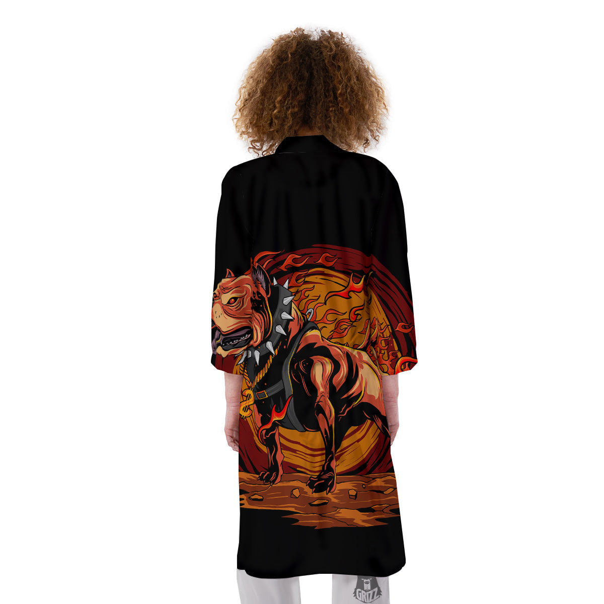 Fire Pitbull Print Kimono-grizzshop