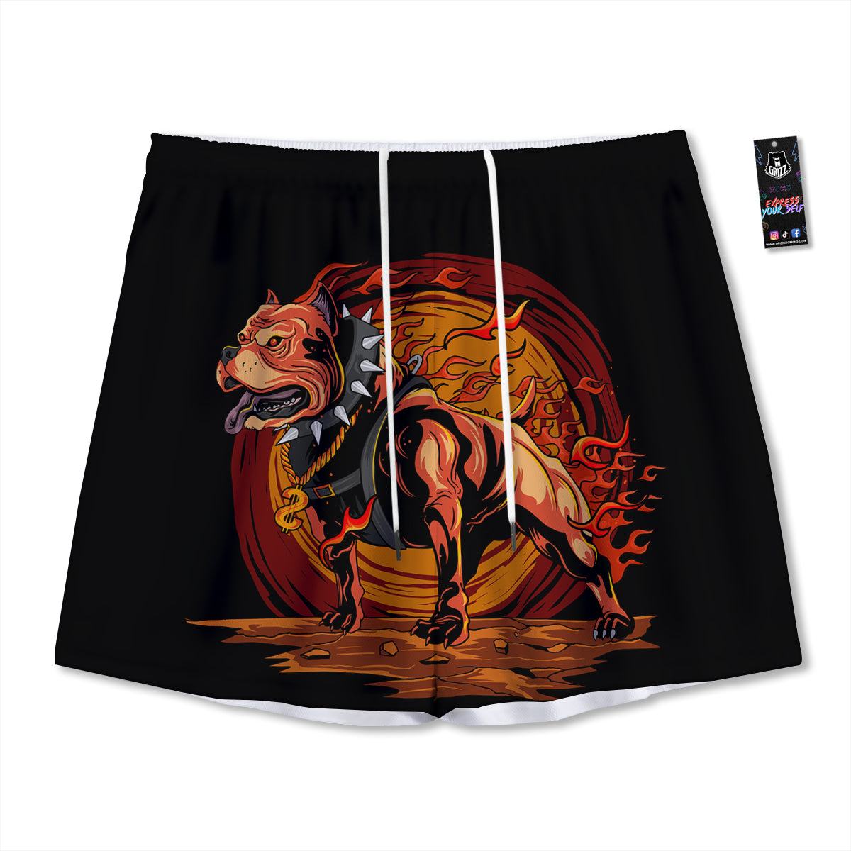 Hop Cone Green Print Pattern Mesh Shorts