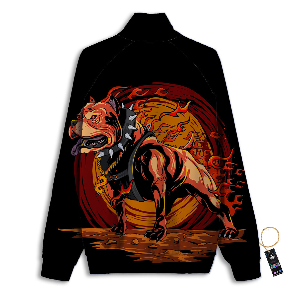 Fire Pitbull Print Track Jacket-grizzshop