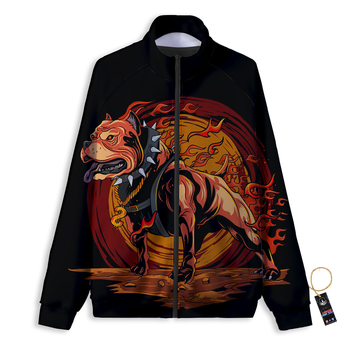 Fire Pitbull Print Track Jacket-grizzshop