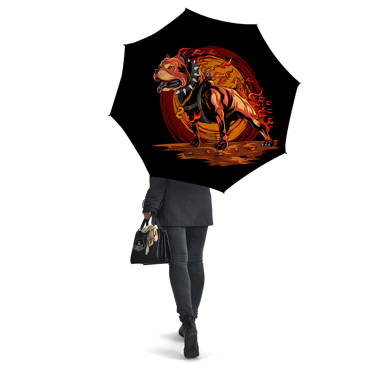 Fire Pitbull Print Umbrella-grizzshop