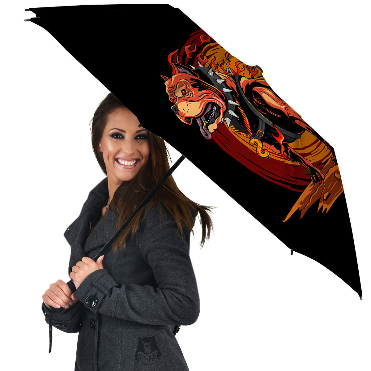 Fire Pitbull Print Umbrella-grizzshop