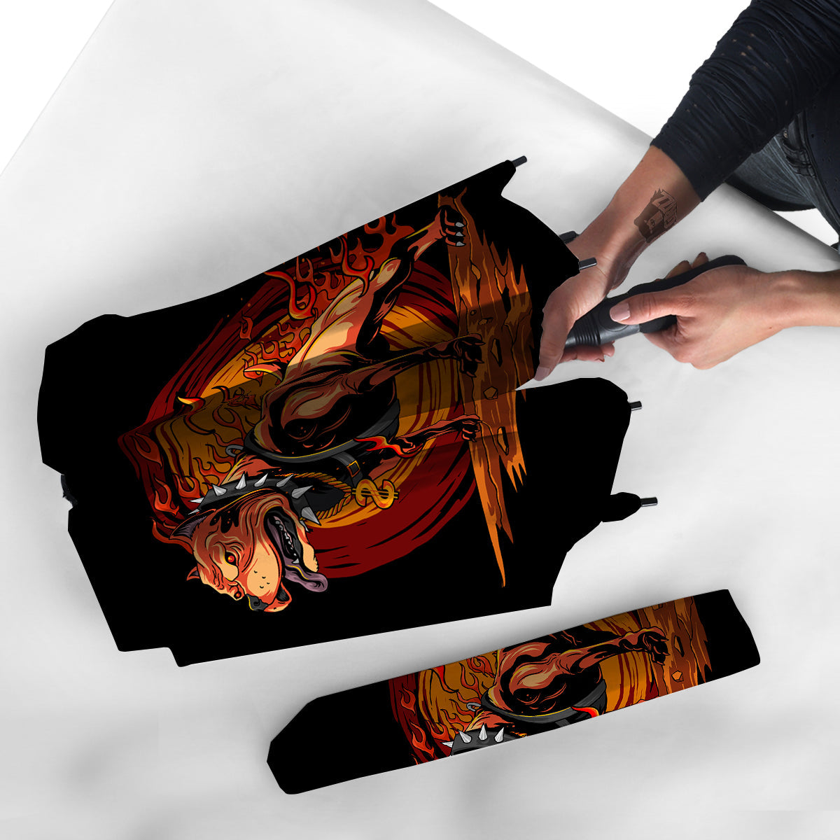 Fire Pitbull Print Umbrella-grizzshop