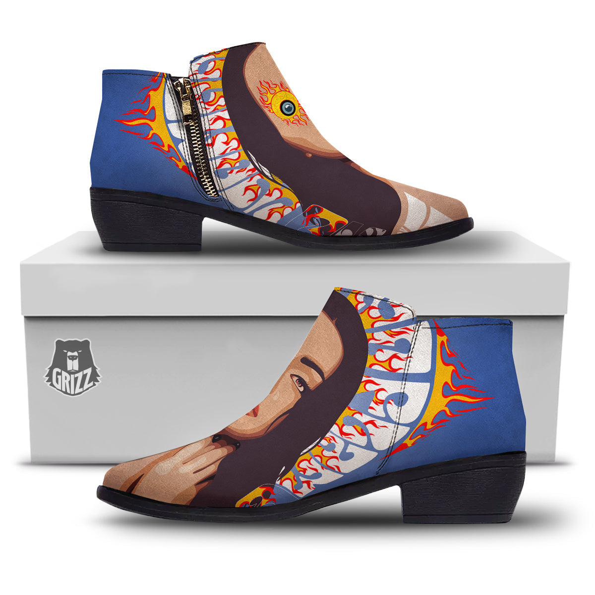 Fire Psychedelic Women Print Ankle Boots-grizzshop