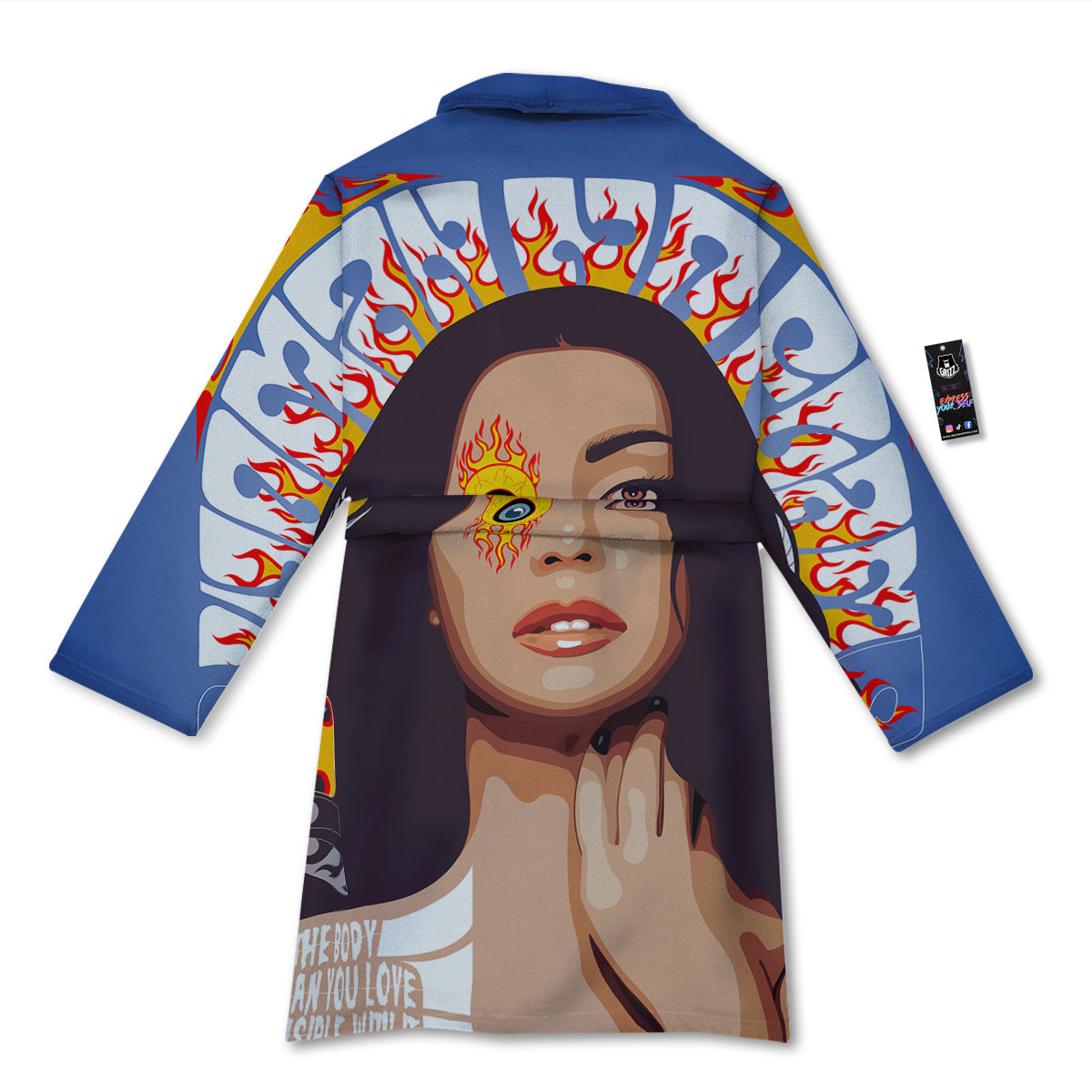 Fire Psychedelic Women Print Bathrobe-grizzshop
