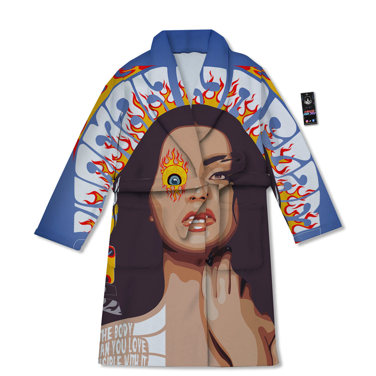 Fire Psychedelic Women Print Bathrobe-grizzshop