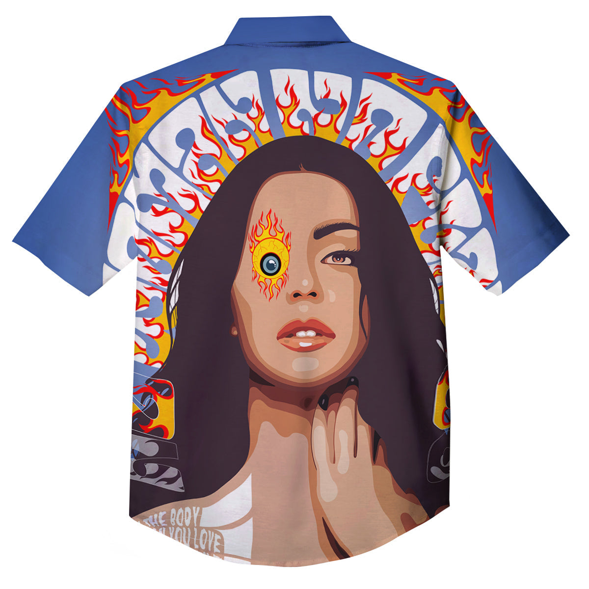 Fire Psychedelic Women Print Button Up Shirt-grizzshop