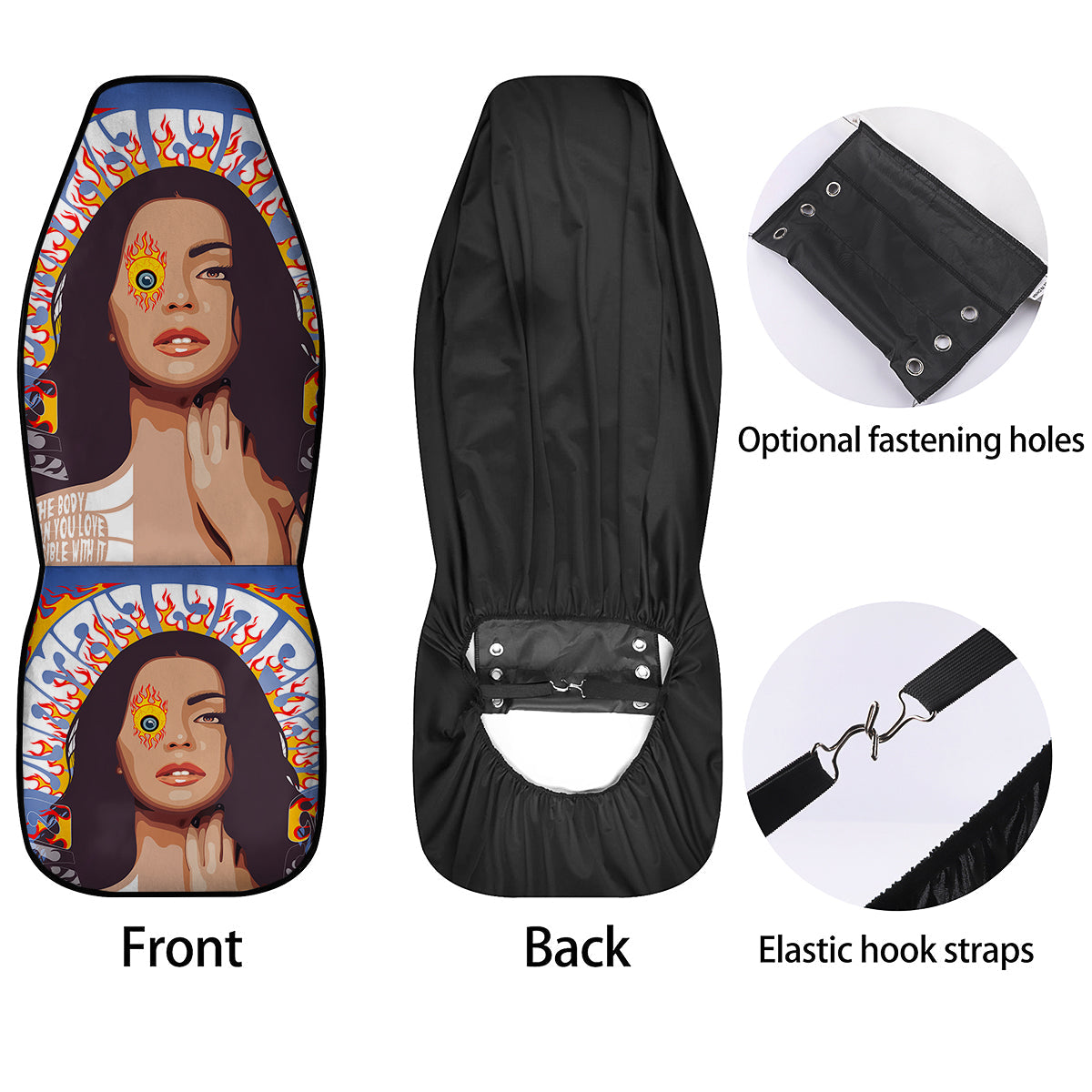 Fire Psychedelic Women Print Car Seat Covers-grizzshop