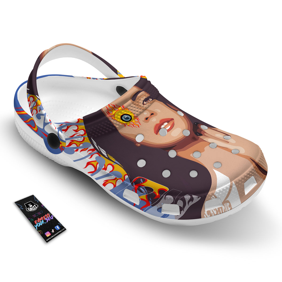 Fire Psychedelic Women Print Clog-grizzshop