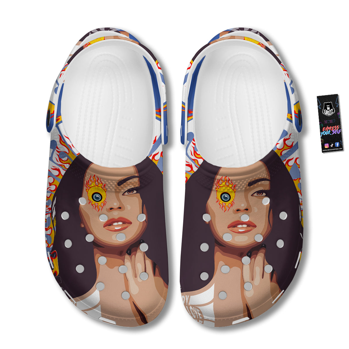 Fire Psychedelic Women Print Clog-grizzshop