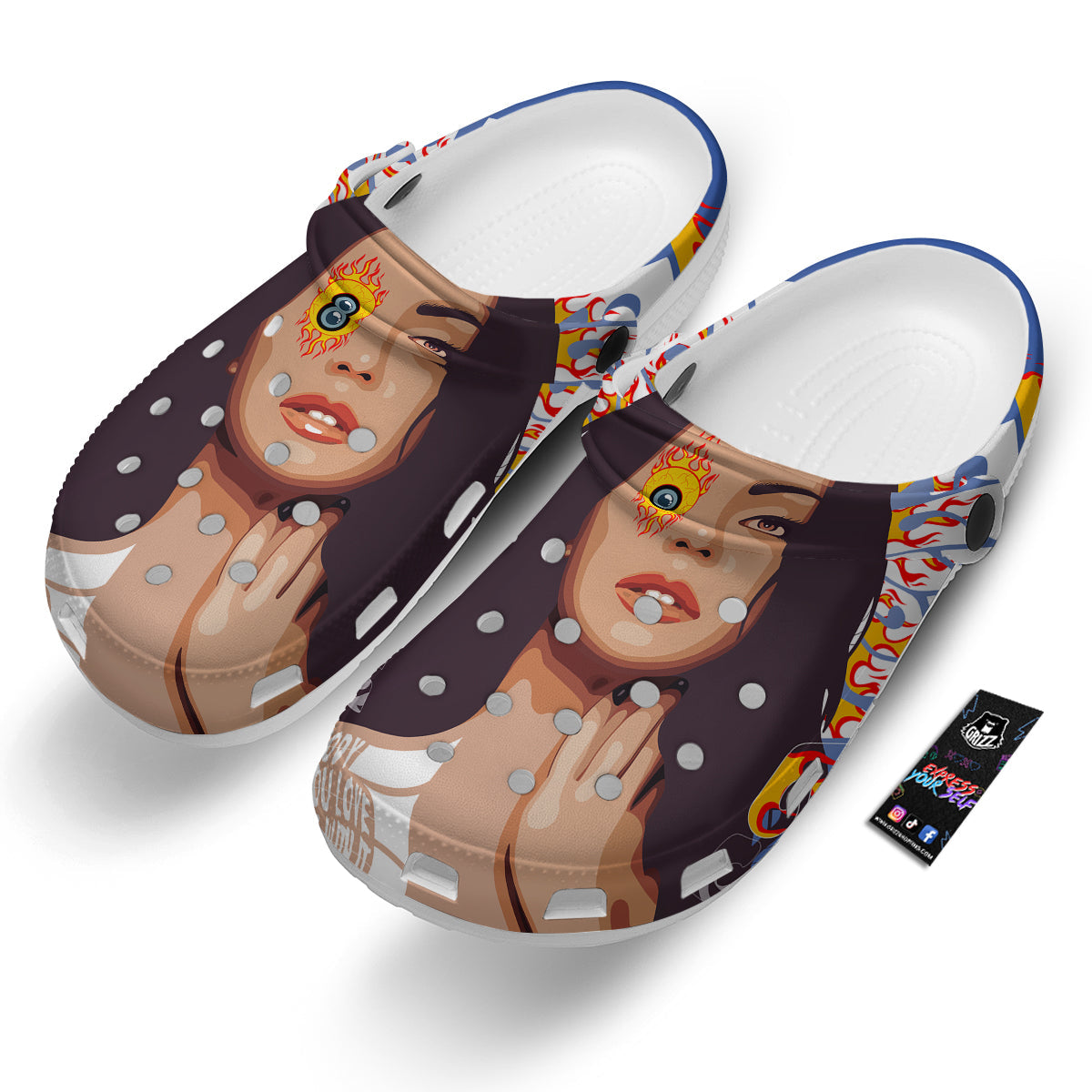 Fire Psychedelic Women Print Clog-grizzshop