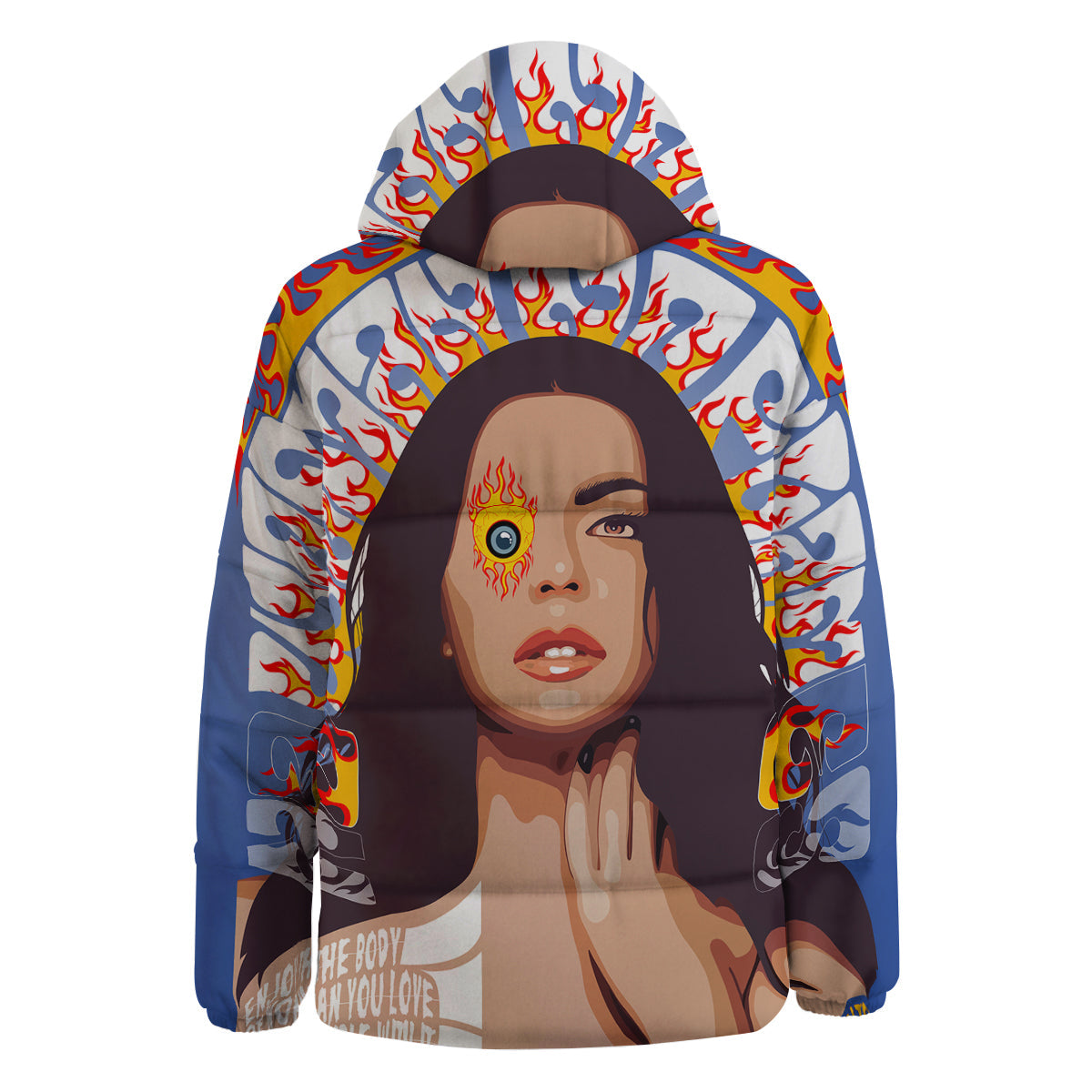 Fire Psychedelic Women Print Down Jacket-grizzshop