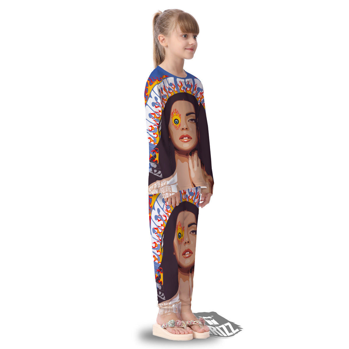 Fire Psychedelic Women Print Kid's Pajamas-grizzshop