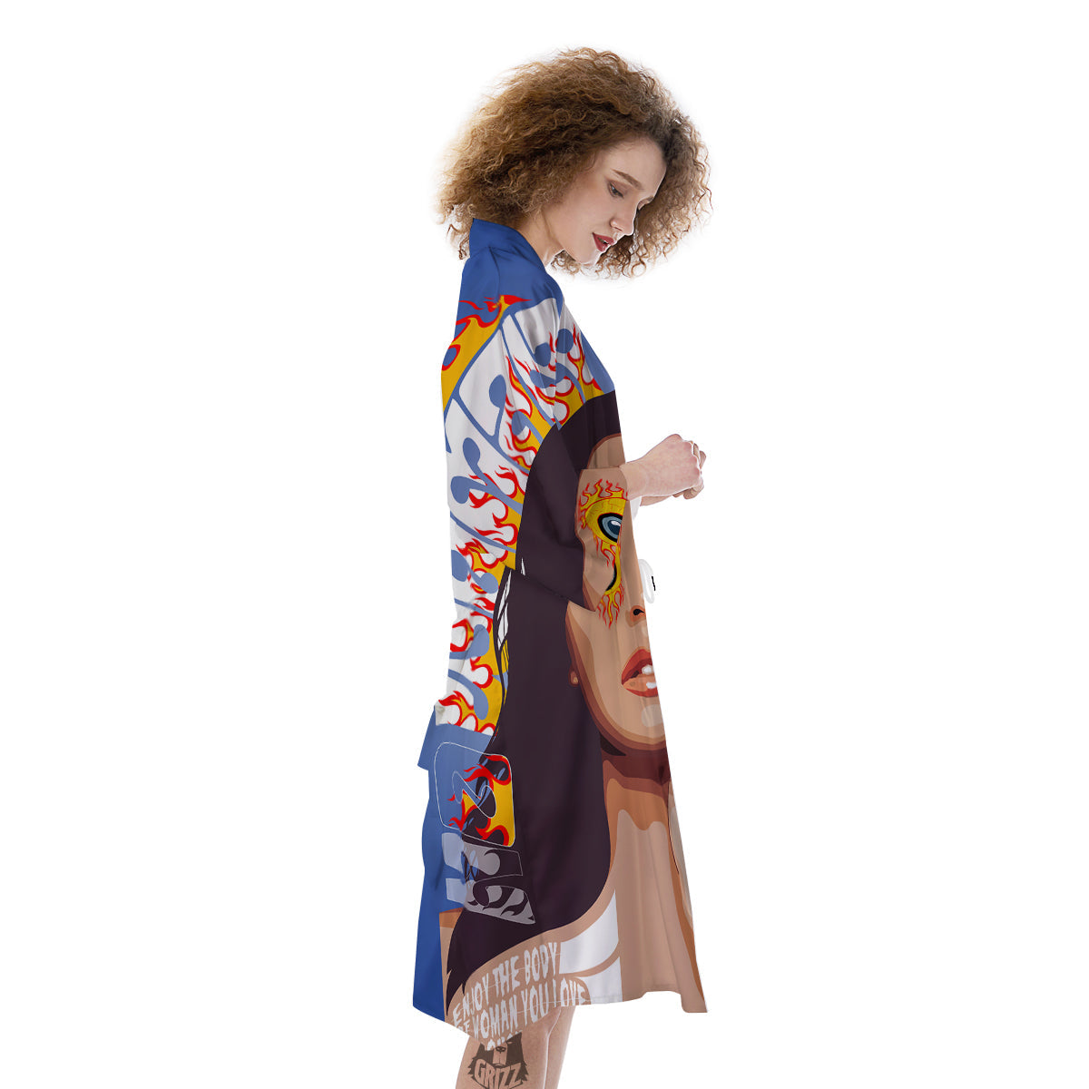 Fire Psychedelic Women Print Kimono-grizzshop