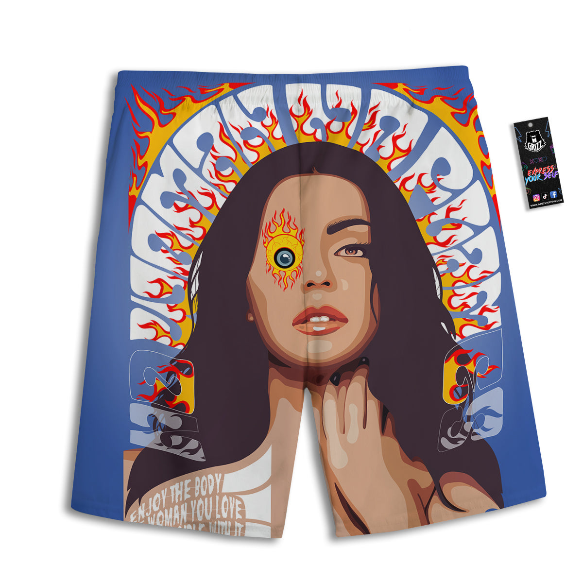 Fire Psychedelic Women Print Men's Athletic Shorts