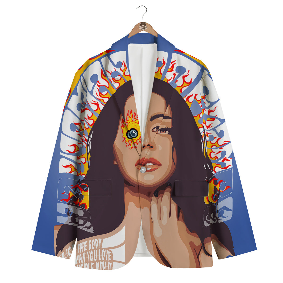 Fire Psychedelic Women Print Men's Blazer-grizzshop