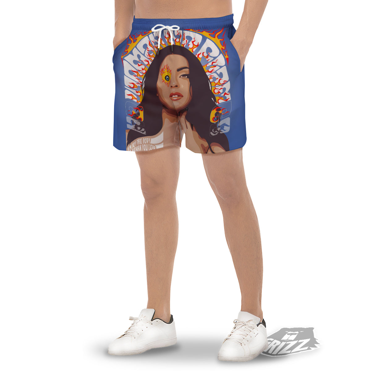 Fire Psychedelic Women Print Men's Gym Shorts-grizzshop