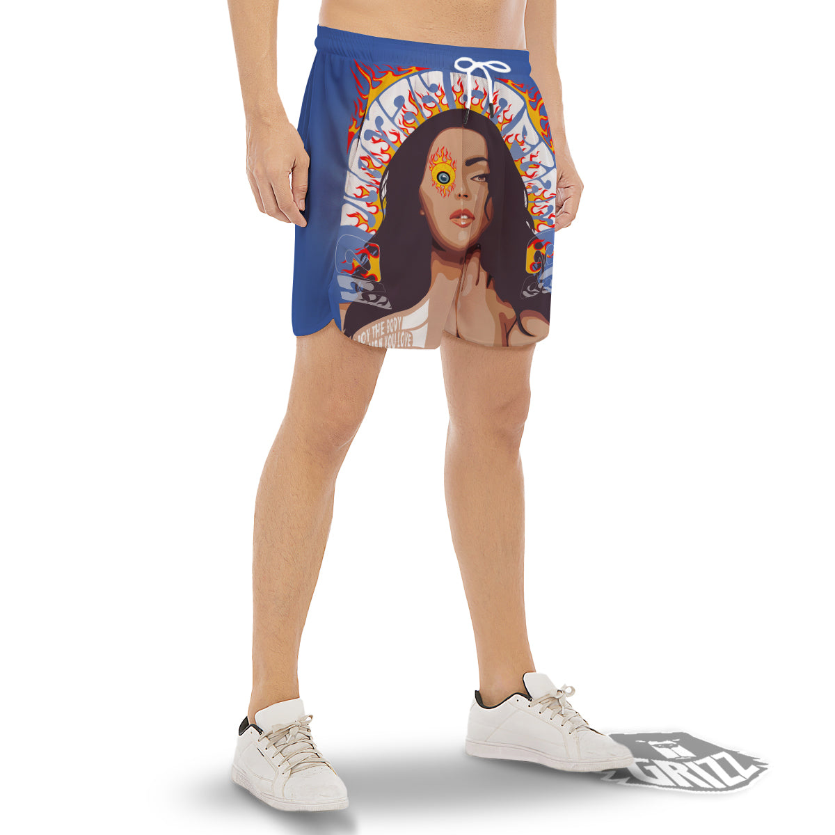 Fire Psychedelic Women Print Men's Gym Shorts-grizzshop
