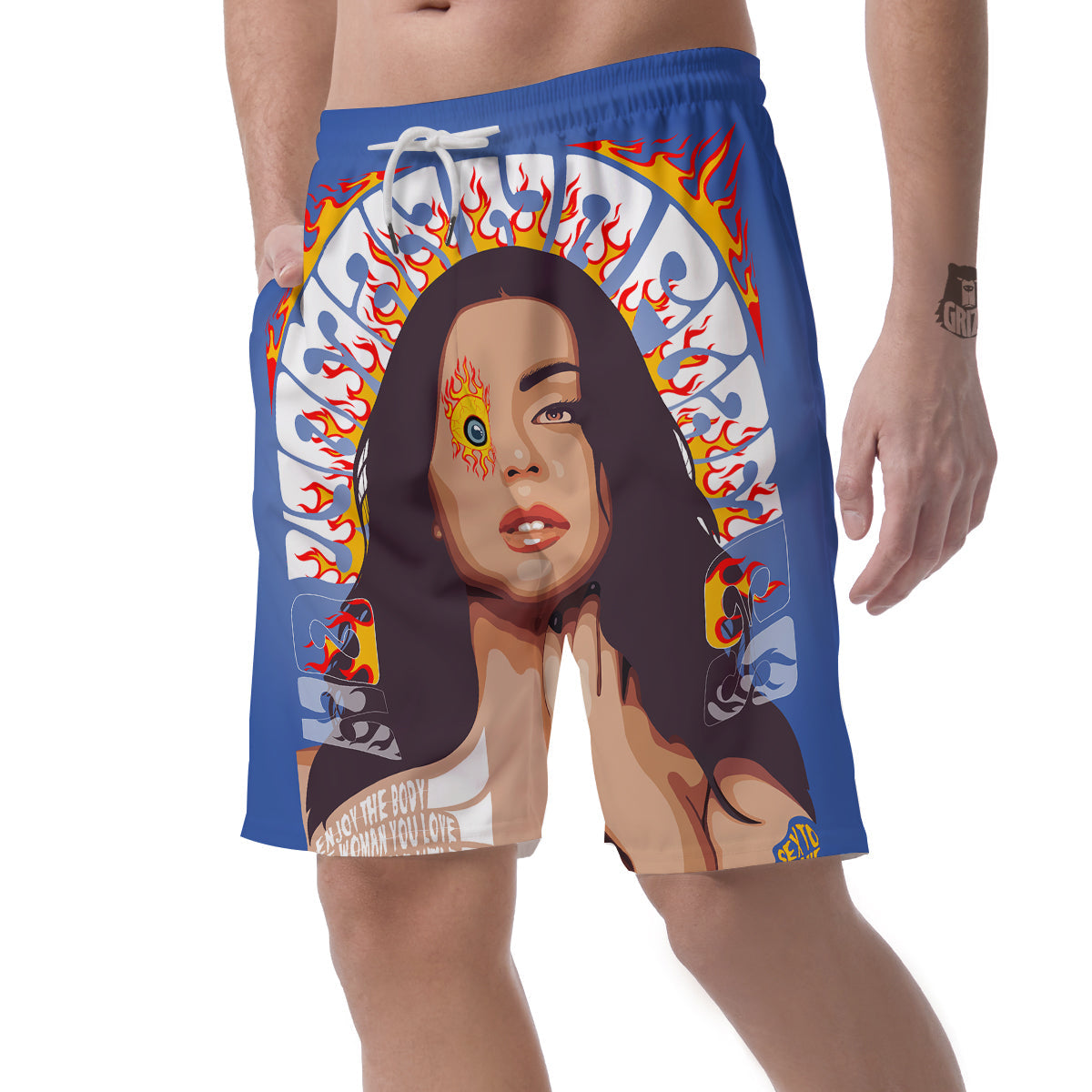 Fire Psychedelic Women Print Men's Shorts-grizzshop