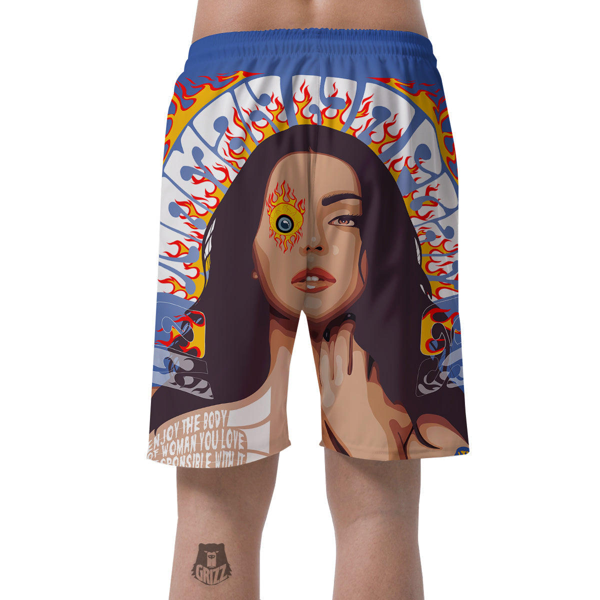 Fire Psychedelic Women Print Men's Shorts-grizzshop