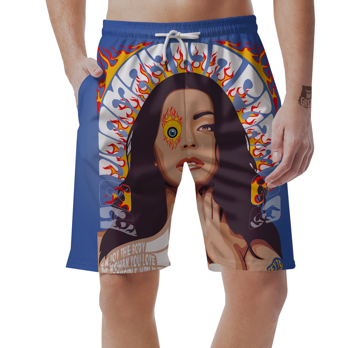 Fire Psychedelic Women Print Men's Shorts-grizzshop