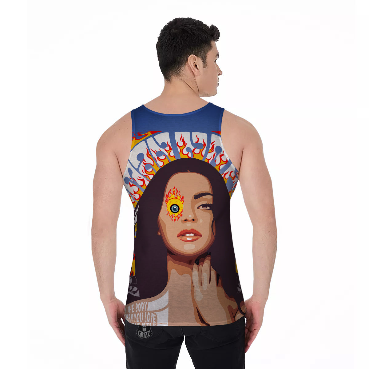 Fire Psychedelic Women Print Men's Tank Top-grizzshop