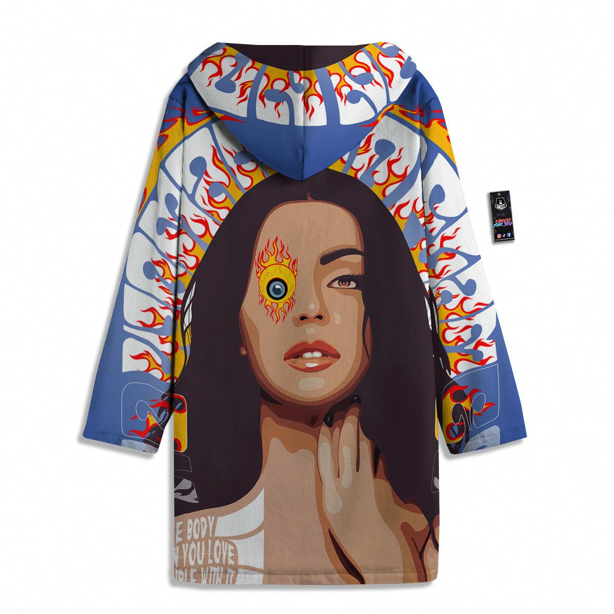 Fire Psychedelic Women Print Men's Windbreaker Jacket-grizzshop