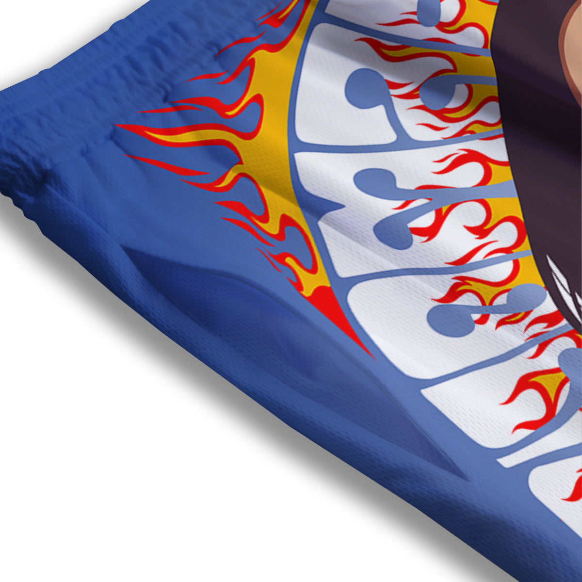 Horse Painting Dark Blue Print Mesh Shorts