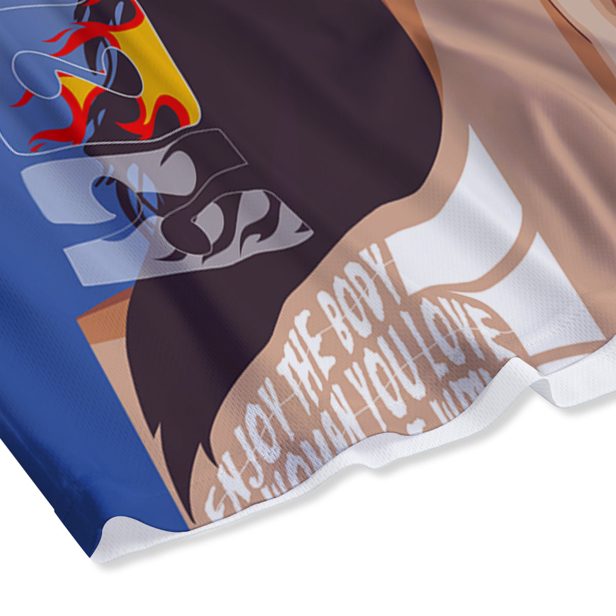 Horse Painting Dark Blue Print Mesh Shorts