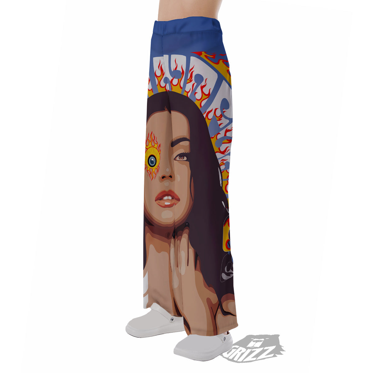 Fire Psychedelic Women Print Pajama Pants-grizzshop