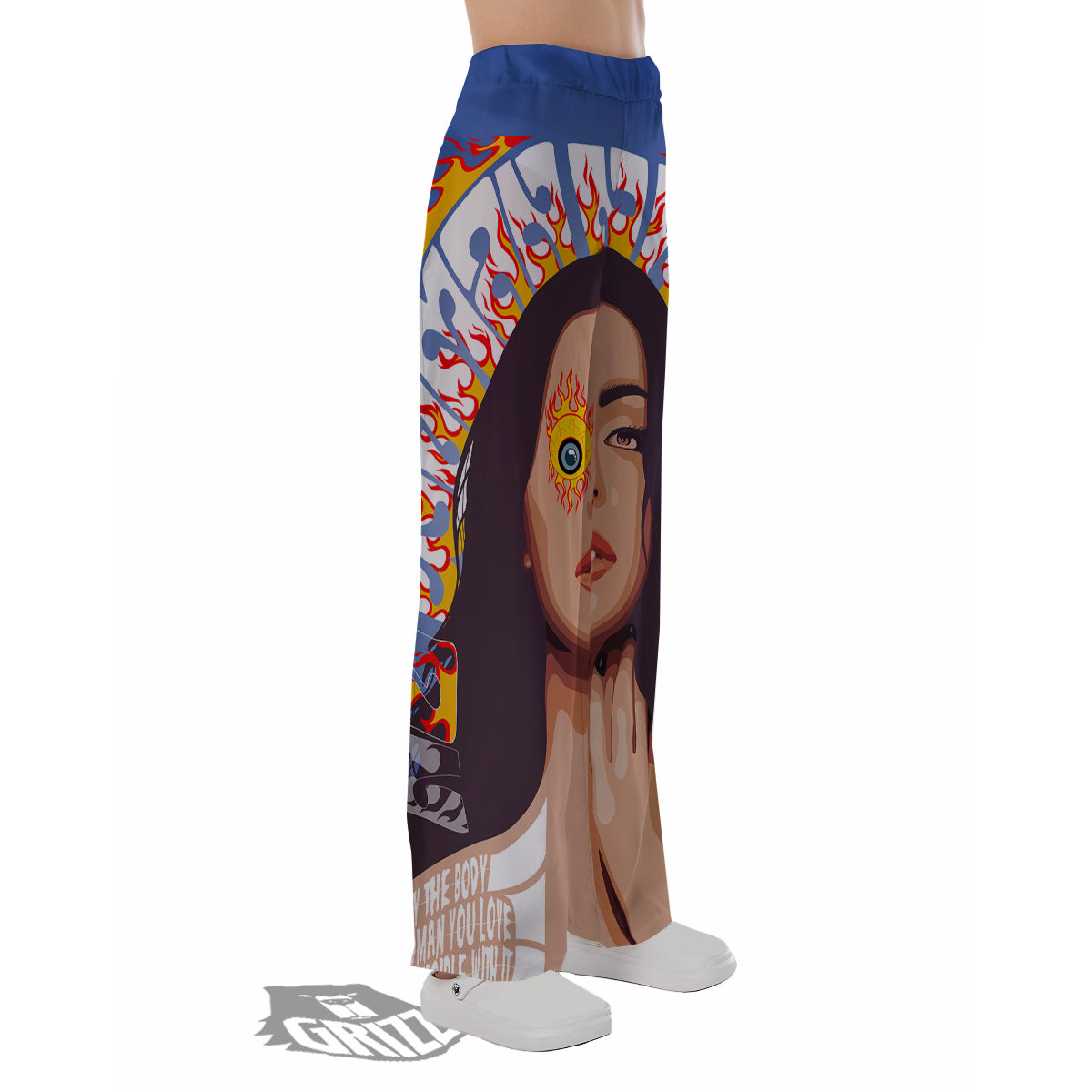 Fire Psychedelic Women Print Pajama Pants-grizzshop
