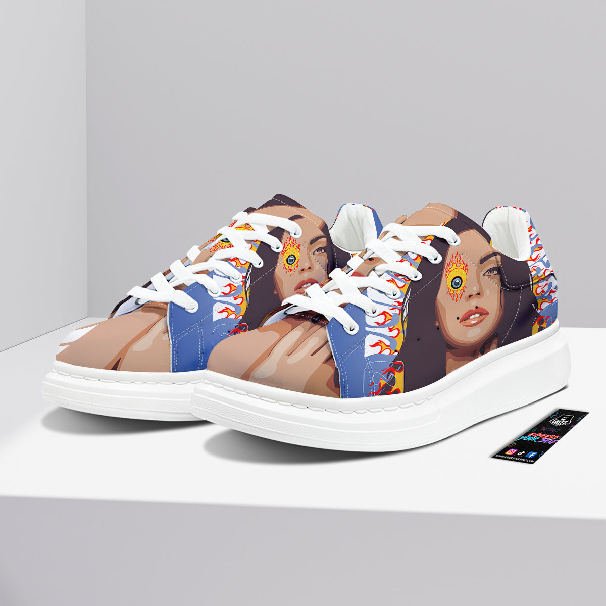 Fire Psychedelic Women Print Platform Shoes-grizzshop