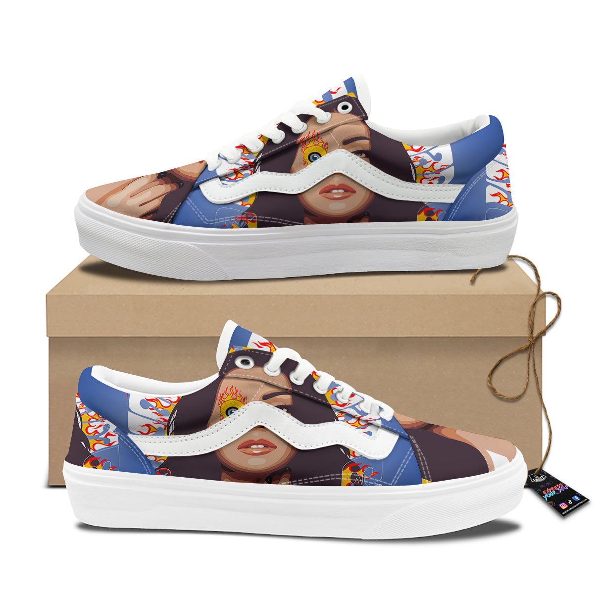 Fire Psychedelic Women Print Skate Shoes-grizzshop